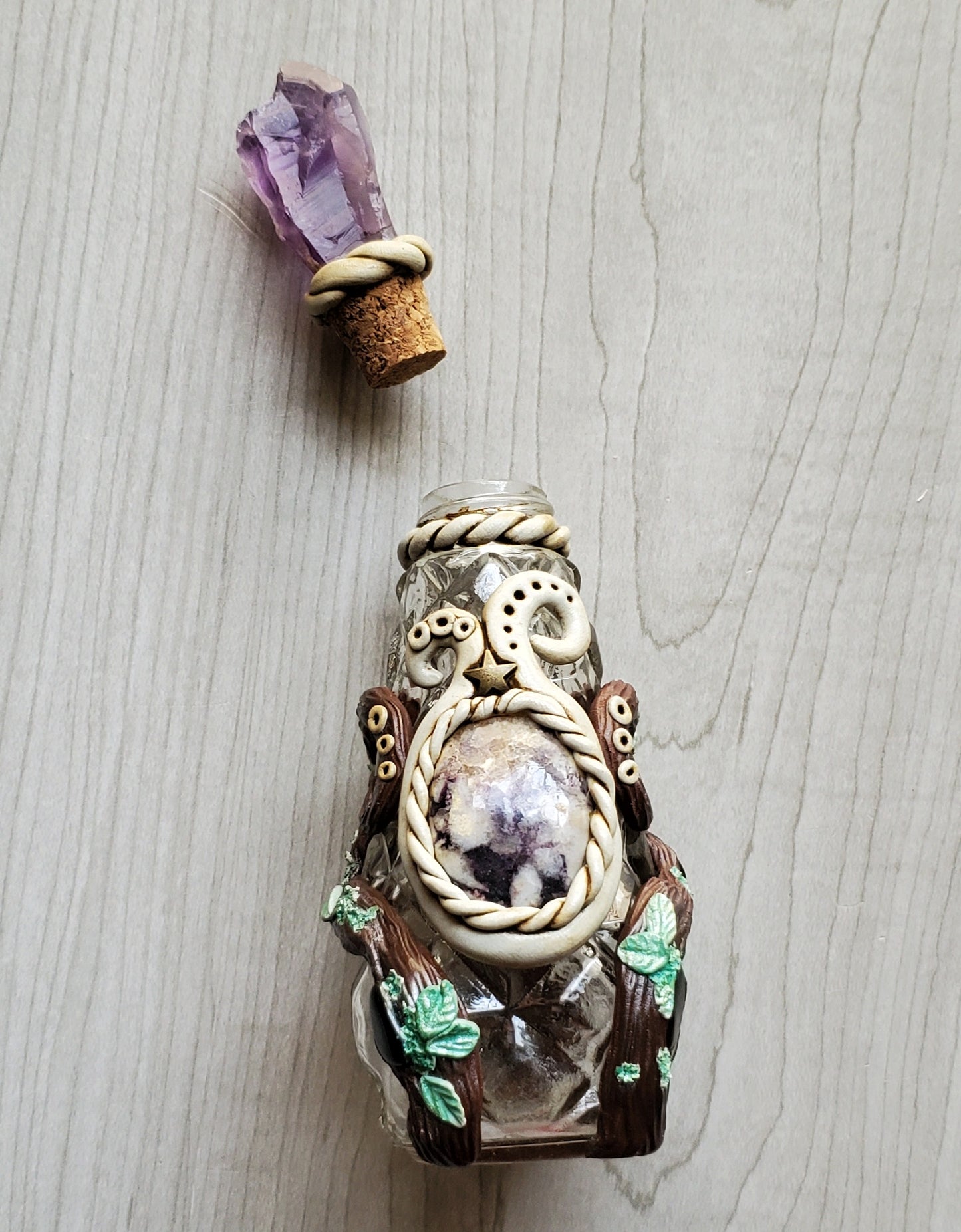 Tiffany Stone and Amethyst Potion Bottle