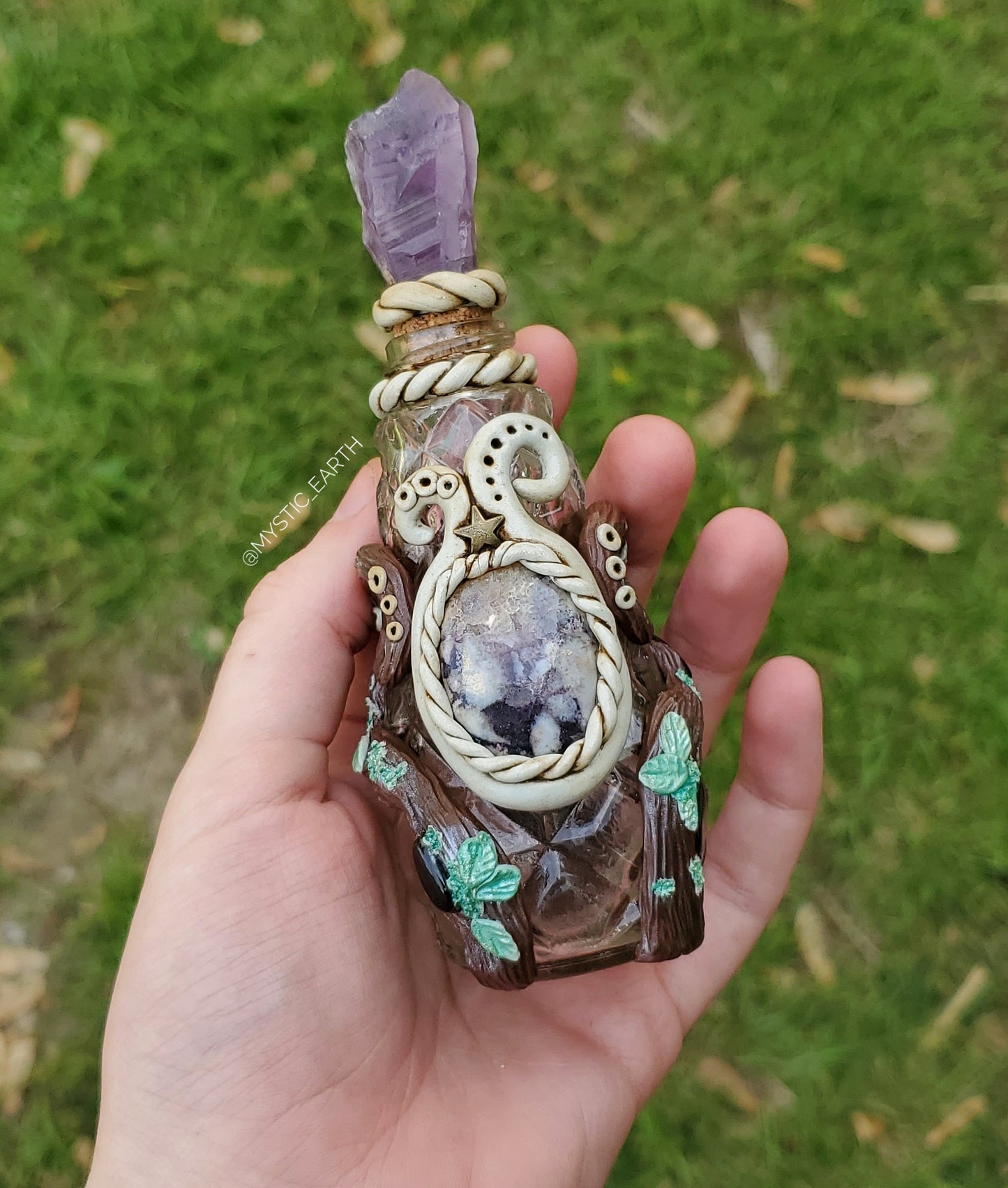 Tiffany Stone and Amethyst Potion Bottle