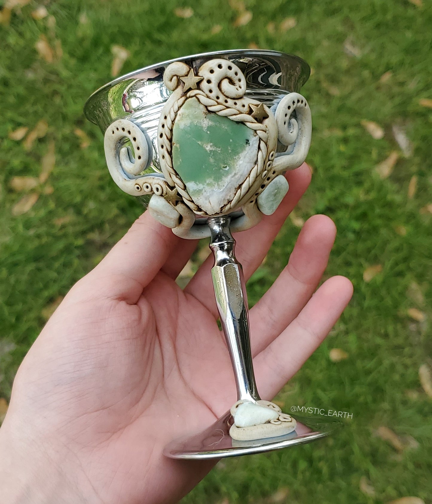 Antiqued Chrysoprase Crystal Goblet