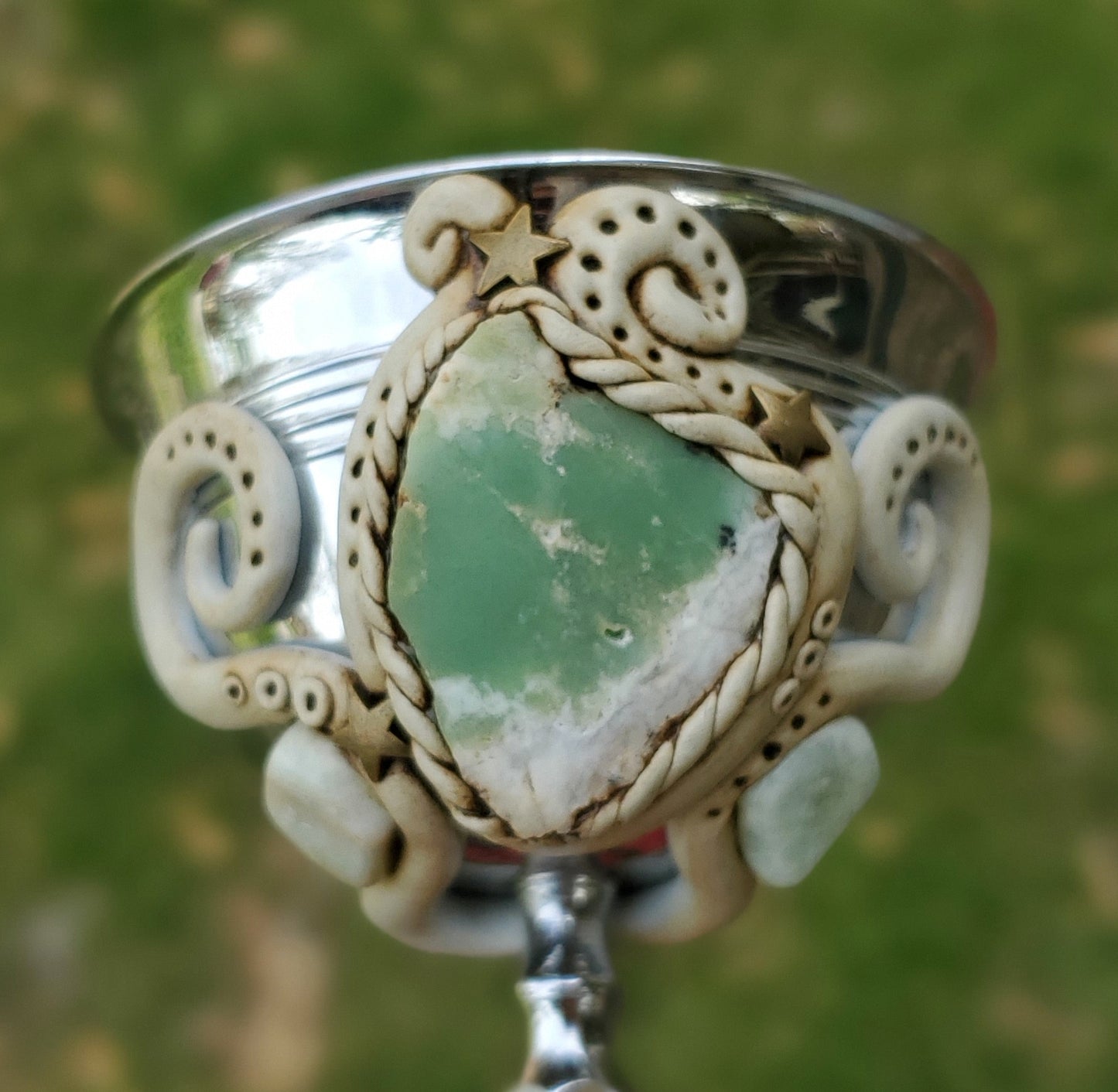 Antiqued Chrysoprase Crystal Goblet