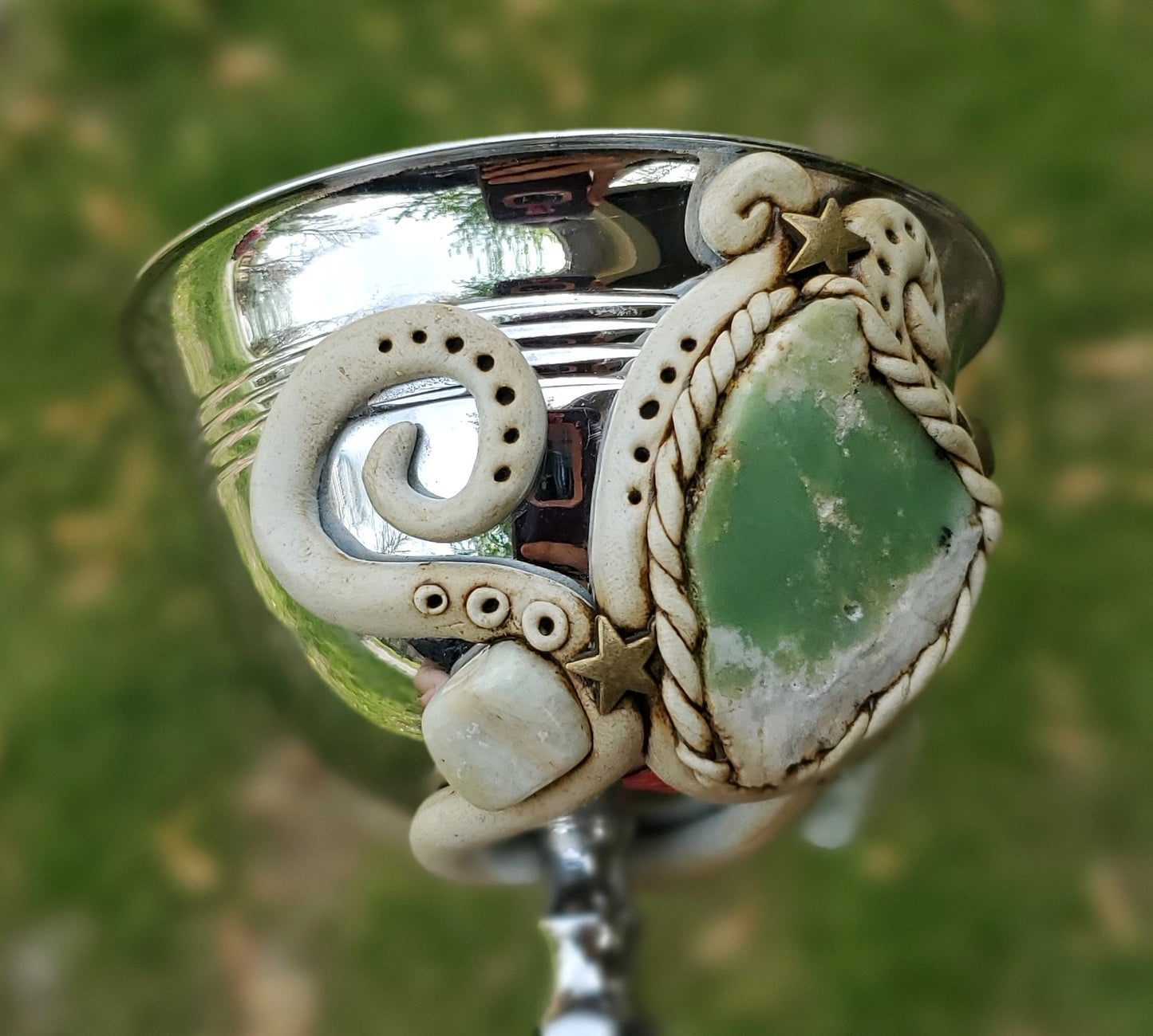 Antiqued Chrysoprase Crystal Goblet