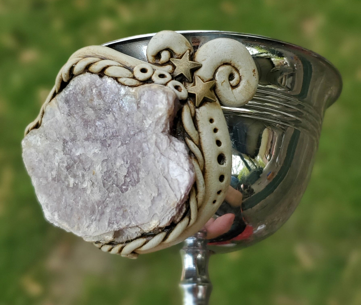 Antiqued Lepidolite Crystal Goblet