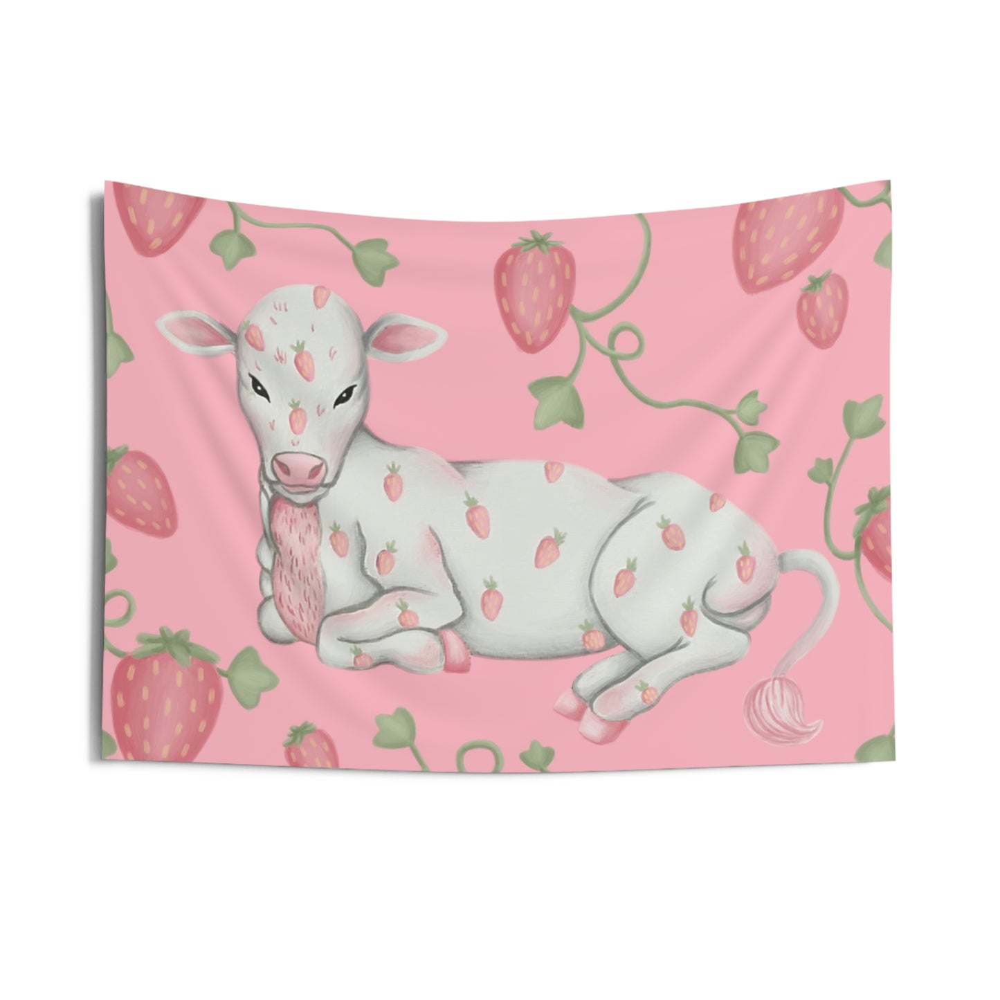 Strawberry Print Cow Tapestries