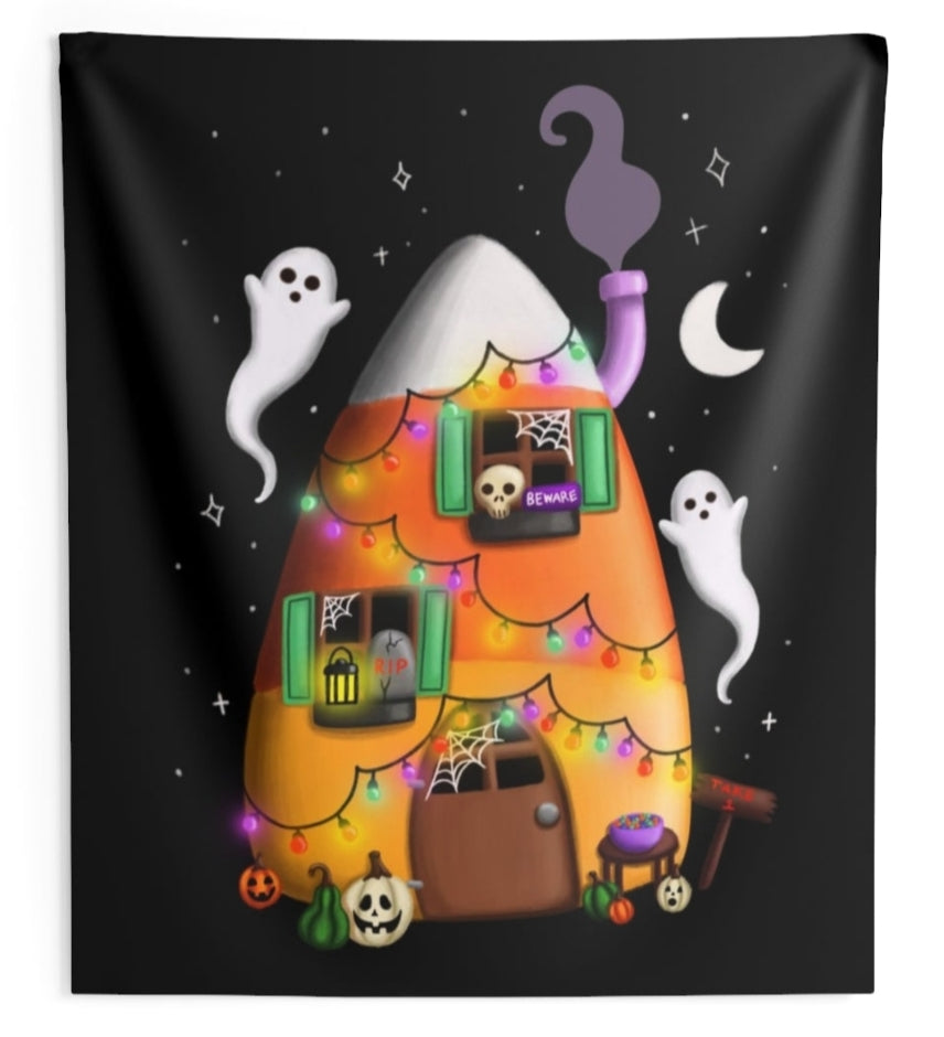 Candy Corn House Wall Tapestries